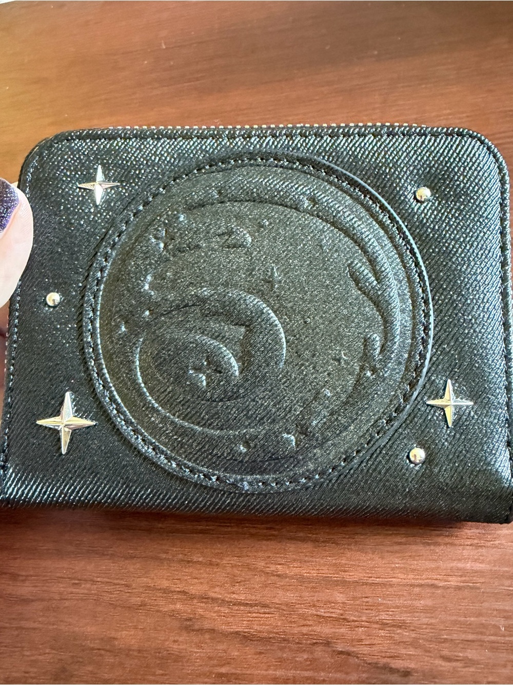 Loungefly Black Embossed Celestial Card Holder with Gold Stars